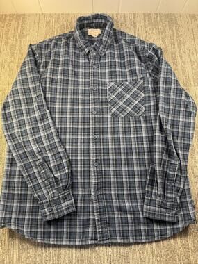 Boston Traders Shirt Mens XL Blue Plaid Flannel Long Sleeve Button Down Casual